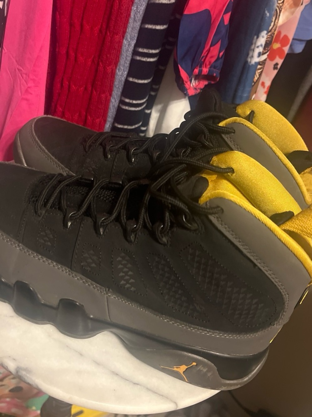 Jordan Men's Black, Gray & Yellow High-Top Basketball Sneakers